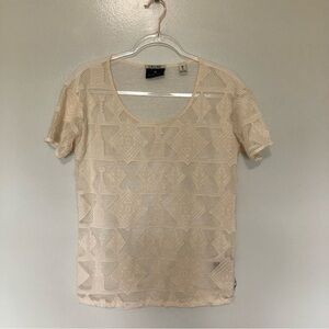 Maison Scotch Cruise T-Shirt Crochet Lace Short Sleeve 2 Medium